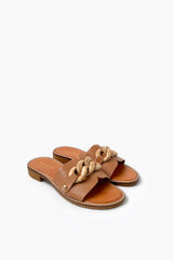 LEATHER SLIPPERS WITH RAFFIA CHAIN - SHOES - SCAPA FASHION - SCAPA OFFICIAL