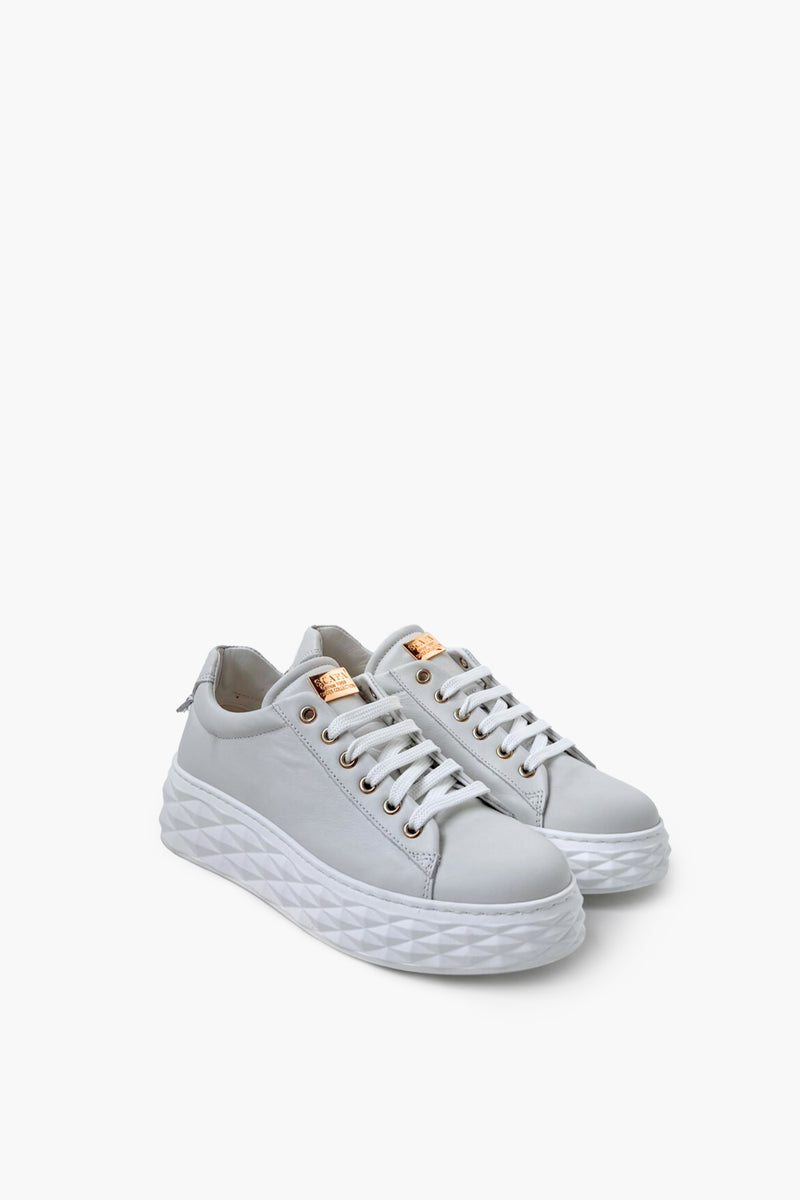 LEATHER SNEAKERS WITH CUNKY DIAMOND PATTERN SOLES - SHOES - SCAPA FASHION - SCAPA OFFICIAL