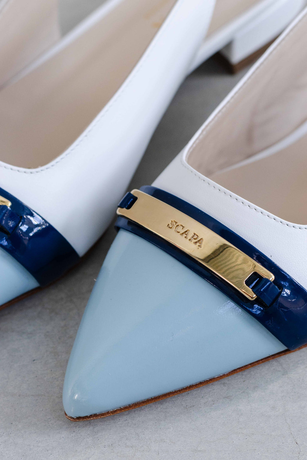 LEATHER COLOURED TOE SLINGBACK - PINK AND SKY - SHOES - SCAPA FASHION - SCAPA OFFICIAL