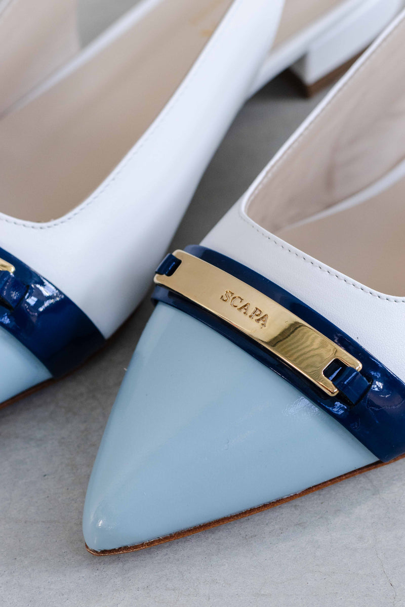 LEATHER COLOURED TOE SLINGBACK - PINK AND SKY - SHOES - SCAPA FASHION - SCAPA OFFICIAL