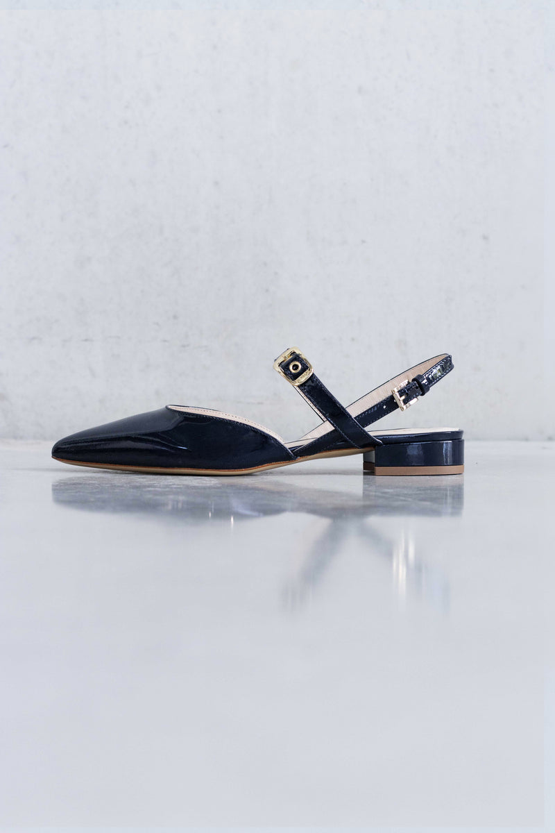 GLOSSY LEATHER SLINGBACK - NAVY - SHOES - SCAPA FASHION - SCAPA OFFICIAL