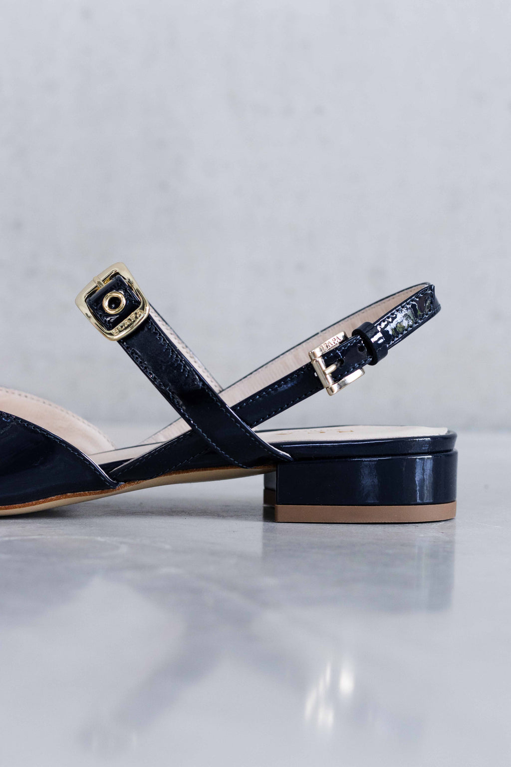 GLOSSY LEATHER SLINGBACK - NAVY - SHOES - SCAPA FASHION - SCAPA OFFICIAL