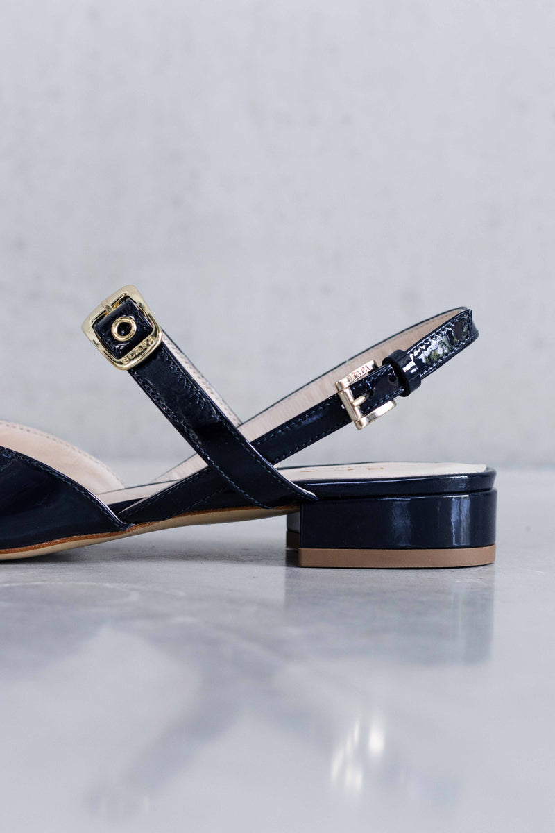 GLOSSY LEATHER SLINGBACK - NAVY - SHOES - SCAPA FASHION - SCAPA OFFICIAL
