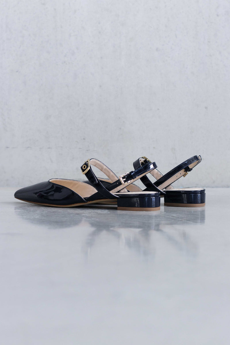 GLOSSY LEATHER SLINGBACK - NAVY - SHOES - SCAPA FASHION - SCAPA OFFICIAL