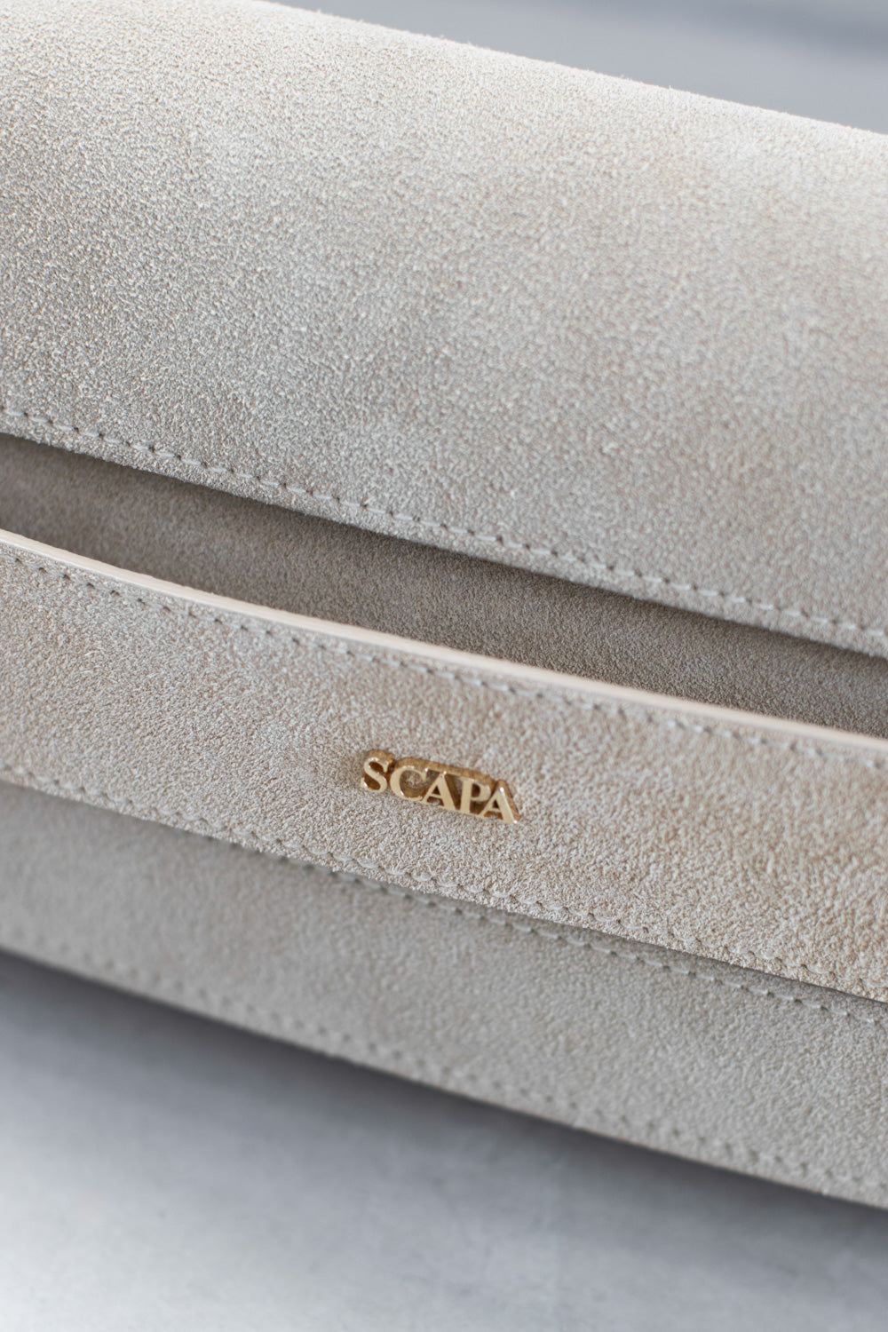 SUEDE CLUTCH - DK BEIGE AND SAND - BAGS - SCAPA FASHION - SCAPA OFFICIAL