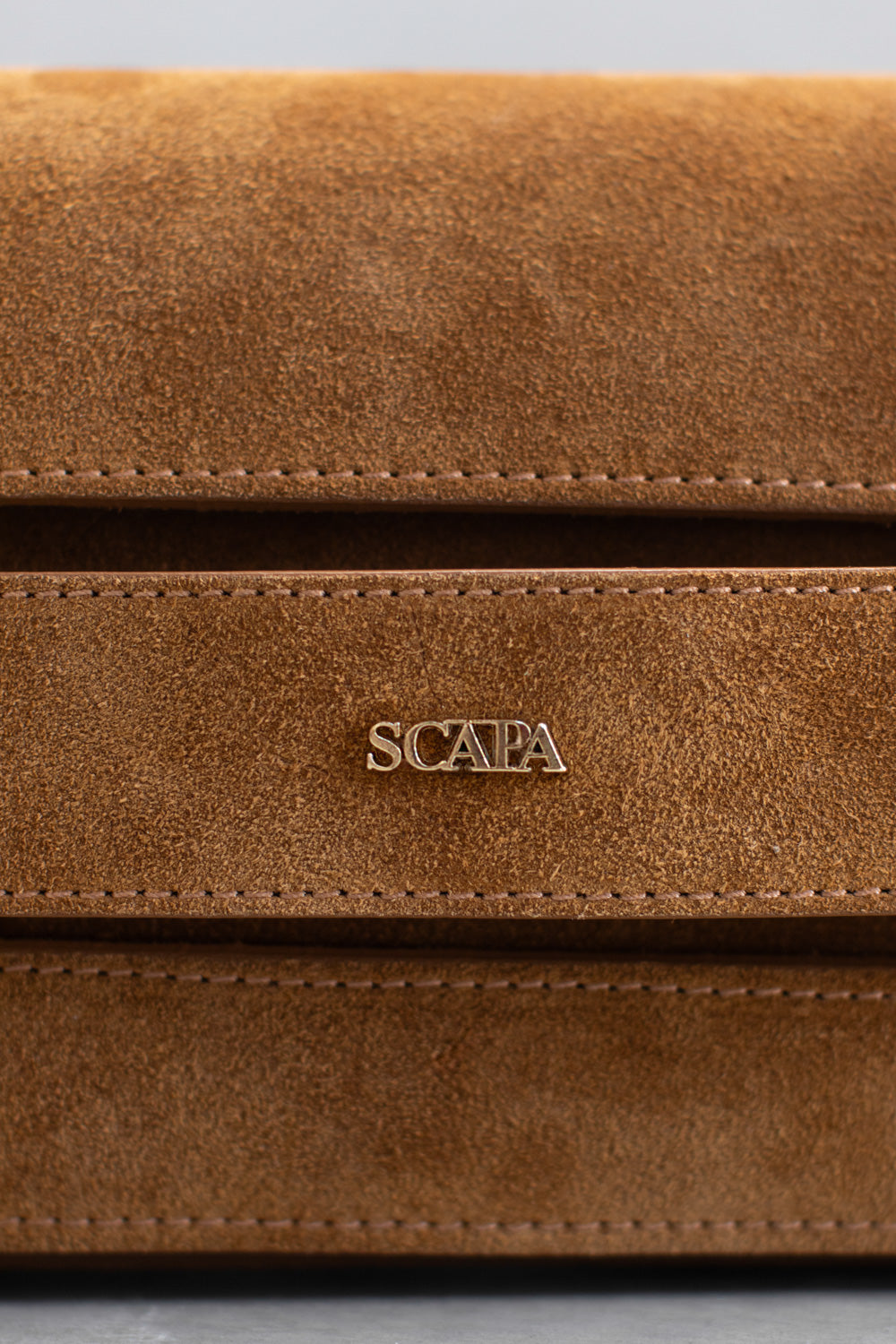 SUEDE CLUTCH - DK BEIGE AND SAND - BAGS - SCAPA FASHION - SCAPA OFFICIAL