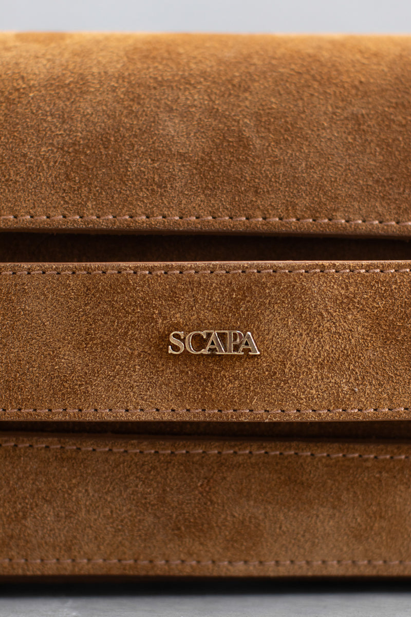 SUEDE CLUTCH - DK BEIGE AND SAND - BAGS - SCAPA FASHION - SCAPA OFFICIAL