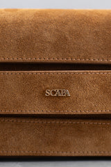 SUEDE CLUTCH - DK BEIGE AND SAND - BAGS - SCAPA FASHION - SCAPA OFFICIAL