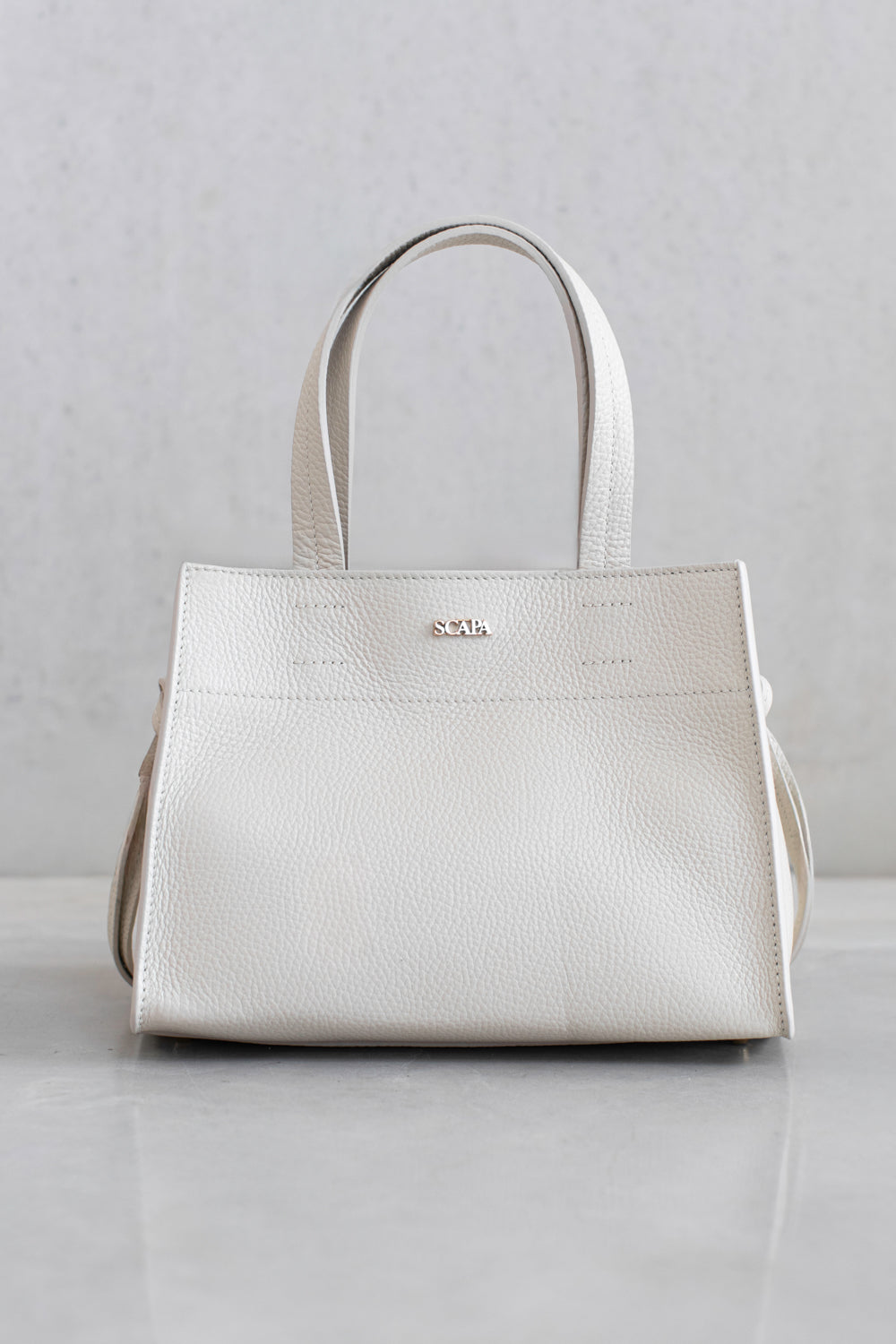 TEXTURED LEATHER HANDBAG - IVORY - BAGS - SCAPA FASHION - SCAPA OFFICIAL