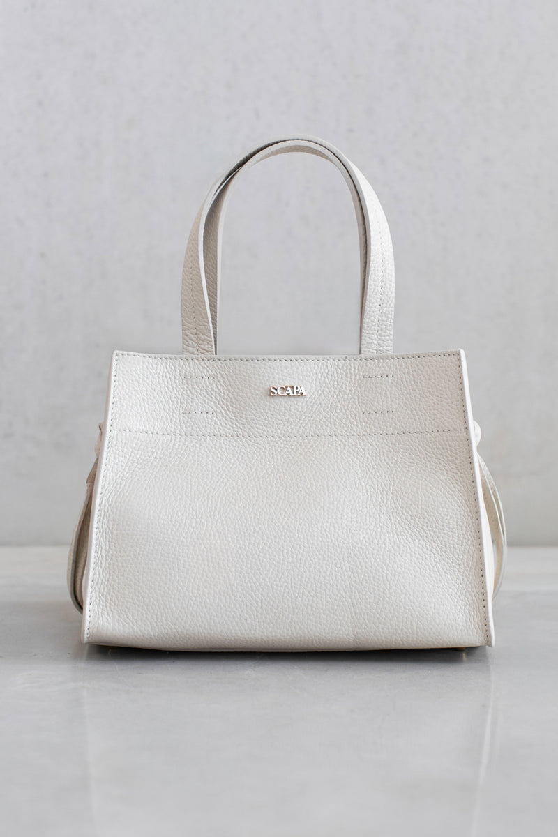 TEXTURED LEATHER HANDBAG - IVORY - BAGS - SCAPA FASHION - SCAPA OFFICIAL
