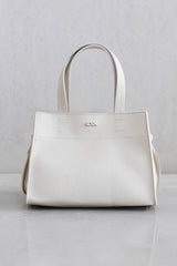 TEXTURED LEATHER HANDBAG - IVORY