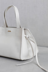 TEXTURED LEATHER HANDBAG - IVORY