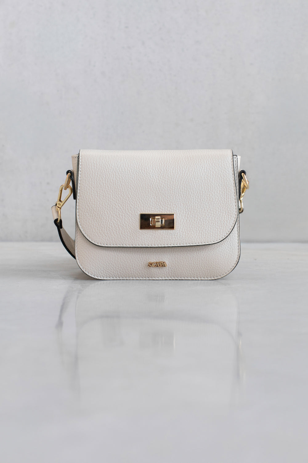 TEXTURED LEATHER CROSSBODY BAG - OFF-WHITE - BAGS - SCAPA FASHION - SCAPA OFFICIAL