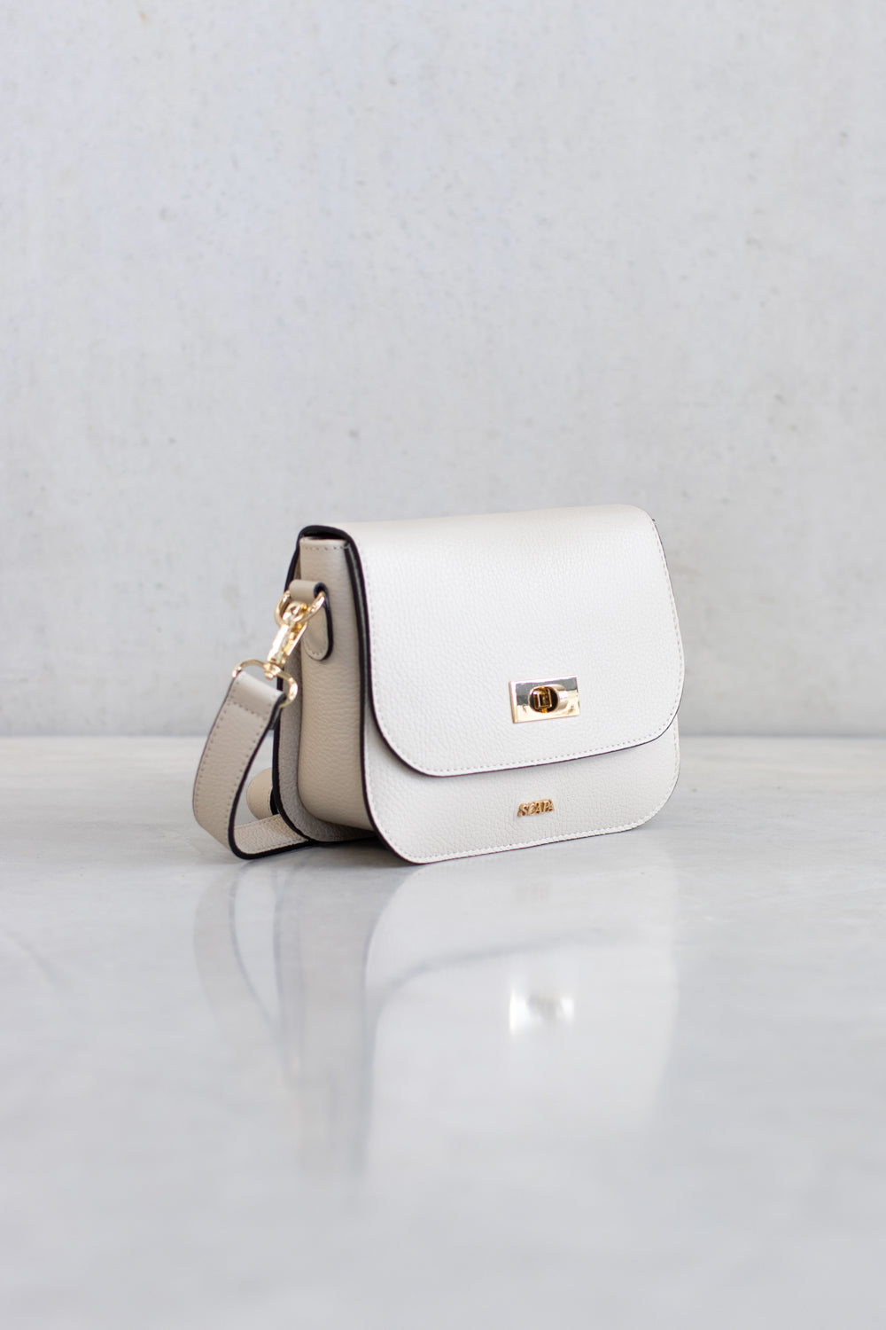 TEXTURED LEATHER CROSSBODY BAG - OFF-WHITE - BAGS - SCAPA FASHION - SCAPA OFFICIAL