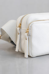 LEATHER CROSS BODY PUMA - OFF WHITE/IVORY/CHOCOLATE - BAGS - SCAPA FASHION - SCAPA OFFICIAL