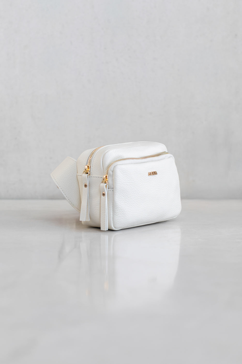 LEATHER CROSS BODY PUMA - OFF WHITE/IVORY/CHOCOLATE - BAGS - SCAPA FASHION - SCAPA OFFICIAL