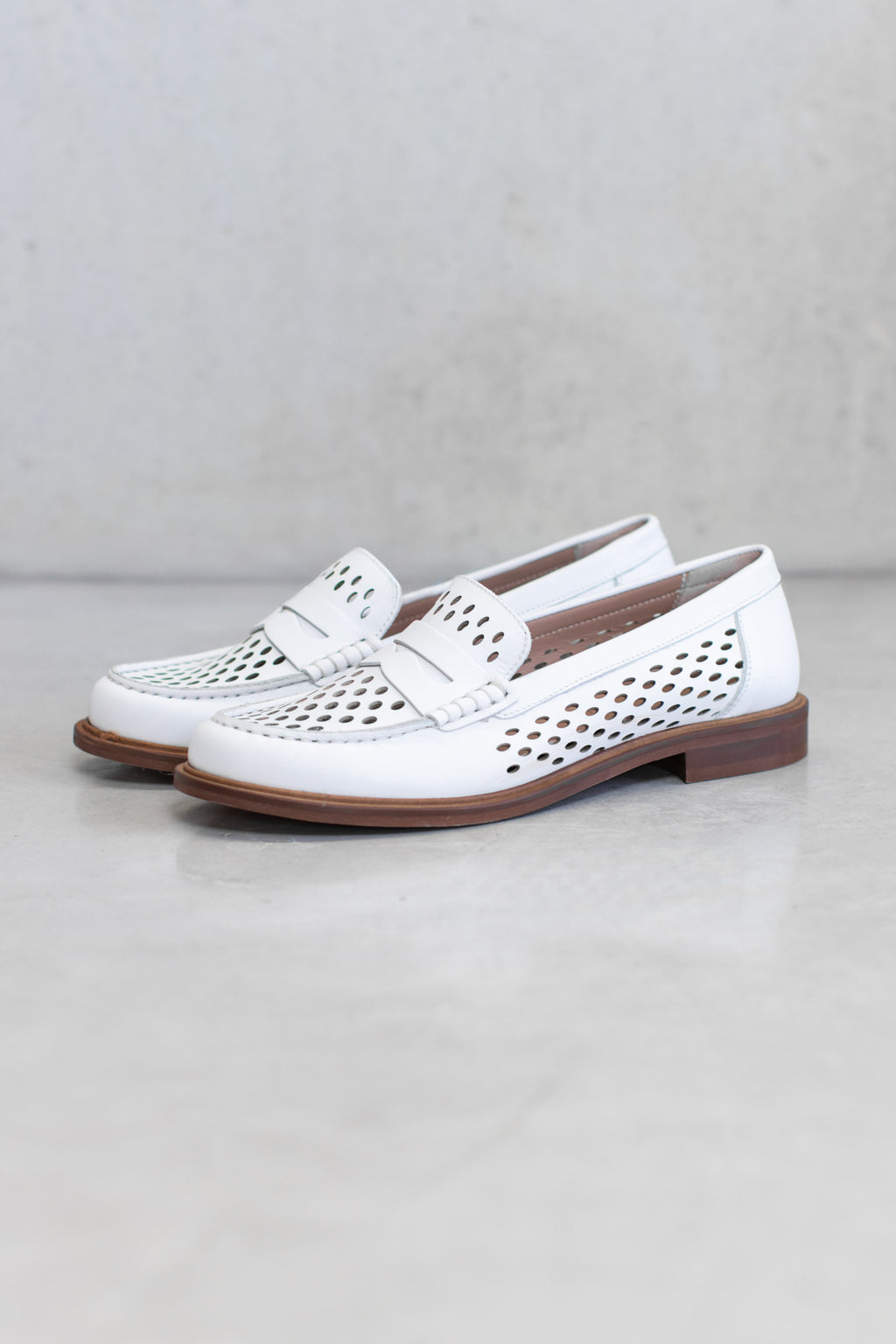 PUNCTURED LEATHER  LOAFER - DENIM BLUE & OFF-WHITE - SHOES - SCAPA FASHION - SCAPA OFFICIAL