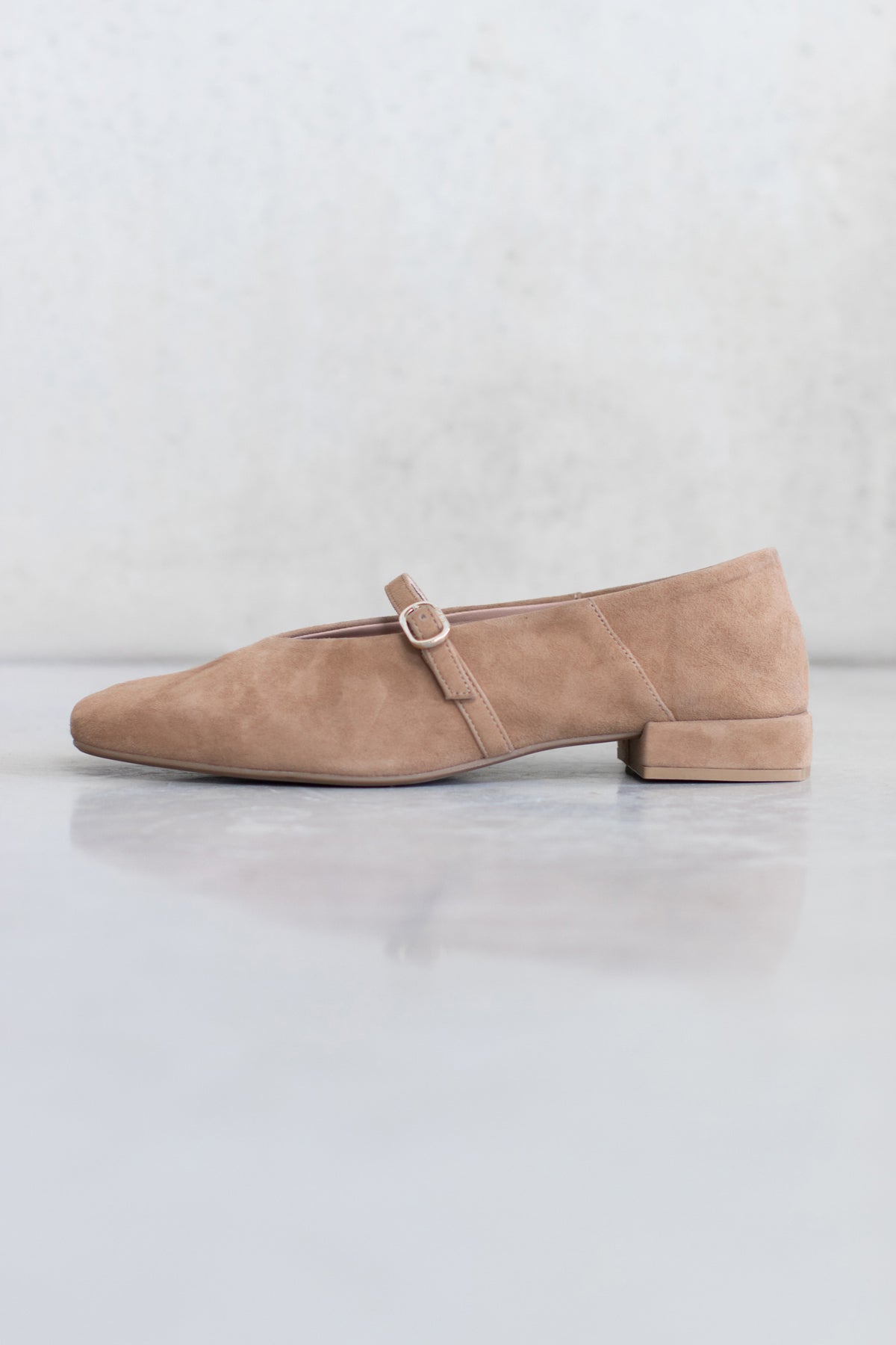SUEDE BALLERINA WITH STACKED HEEL - SAND - SHOES - SCAPA FASHION - SCAPA OFFICIAL