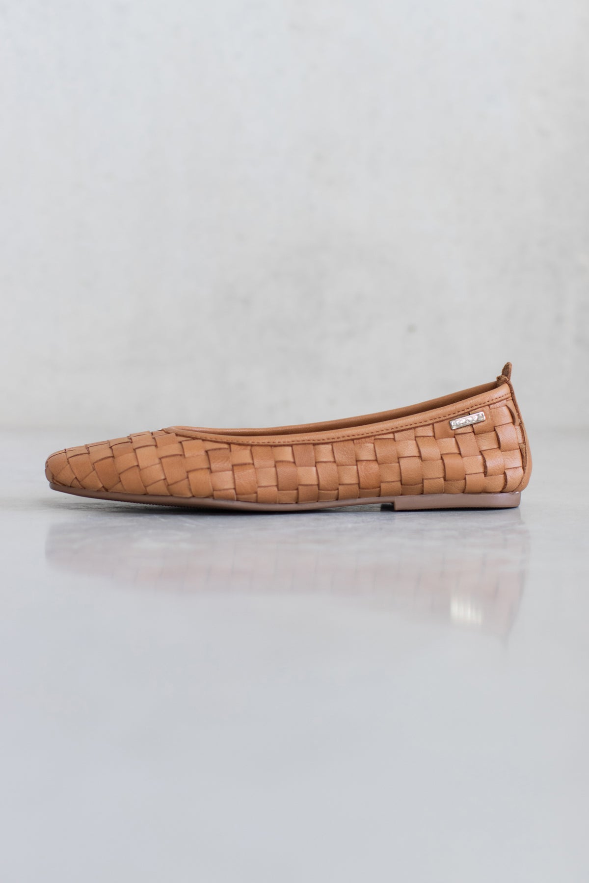 FULL WOVEN LEATHER BALLERINA - WHITE/NAVY/COGNAC - SHOES - SCAPA FASHION - SCAPA OFFICIAL