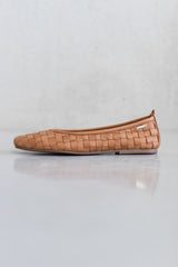 FULL WOVEN LEATHER BALLERINA - WHITE/NAVY/COGNAC - SHOES - SCAPA FASHION - SCAPA OFFICIAL