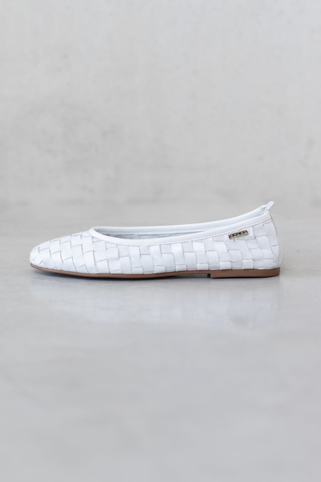 FULL WOVEN LEATHER BALLERINA - WHITE/NAVY/COGNAC - SHOES - SCAPA FASHION - SCAPA OFFICIAL