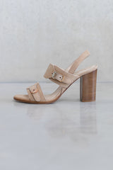 LEATHER HIGH HEELS SANDAL - SAND