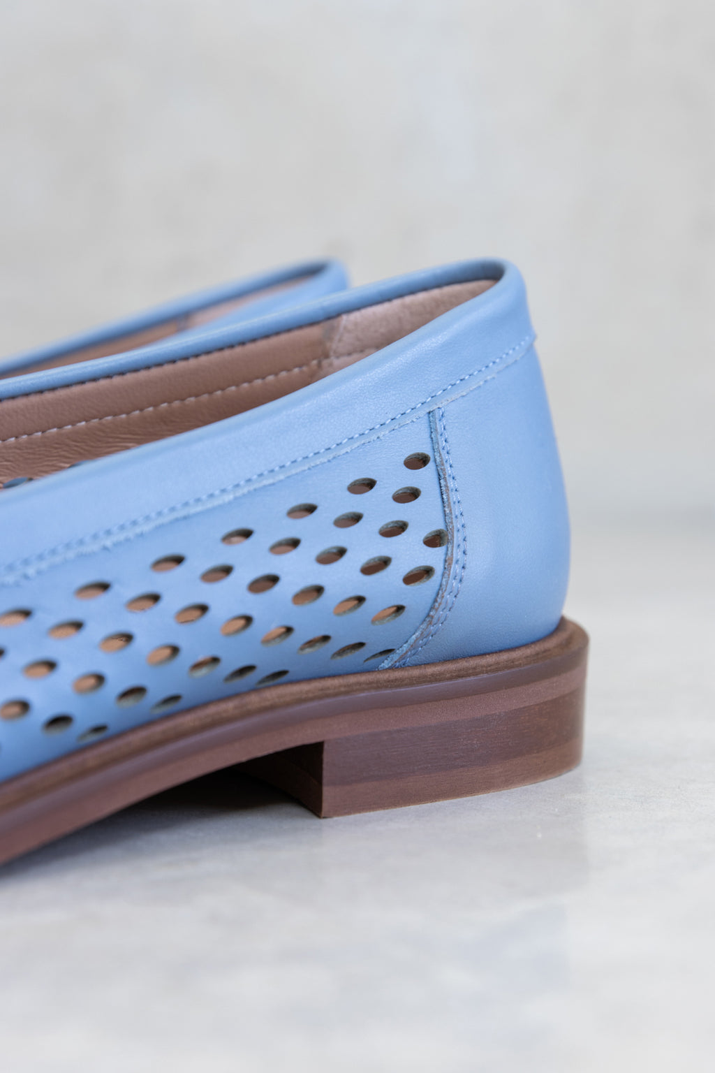 PUNCTURED LEATHER  LOAFER - DENIM BLUE & OFF-WHITE - SHOES - SCAPA FASHION - SCAPA OFFICIAL