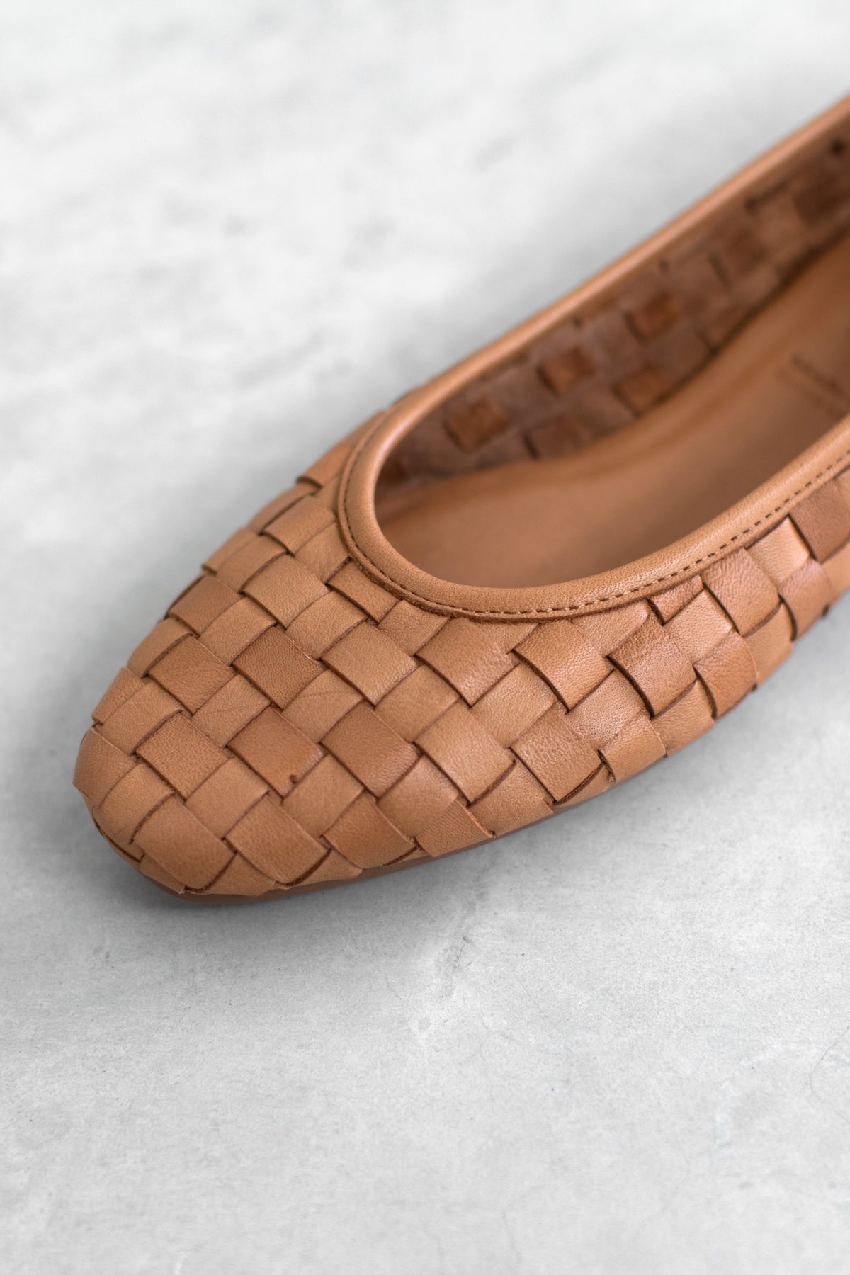 FULL WOVEN LEATHER BALLERINA - WHITE/NAVY/COGNAC - SHOES - SCAPA FASHION - SCAPA OFFICIAL