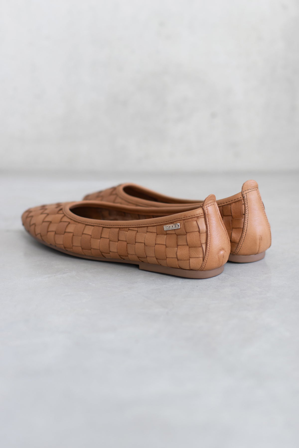 FULL WOVEN LEATHER BALLERINA - WHITE/NAVY/COGNAC - SHOES - SCAPA FASHION - SCAPA OFFICIAL