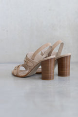 LEATHER HIGH HEELS SANDAL - SAND