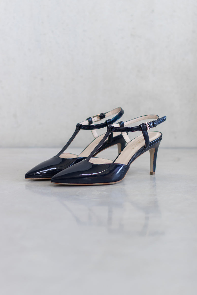LEATHER HEELS - PINK AND NAVY - SHOES - SCAPA FASHION - SCAPA OFFICIAL