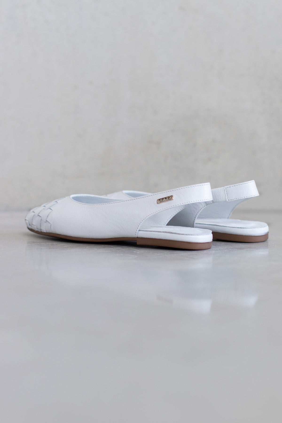 SLINGBACK BALLERINA - WHITE AND LIGHT BEIGE - SHOES - SCAPA FASHION - SCAPA OFFICIAL