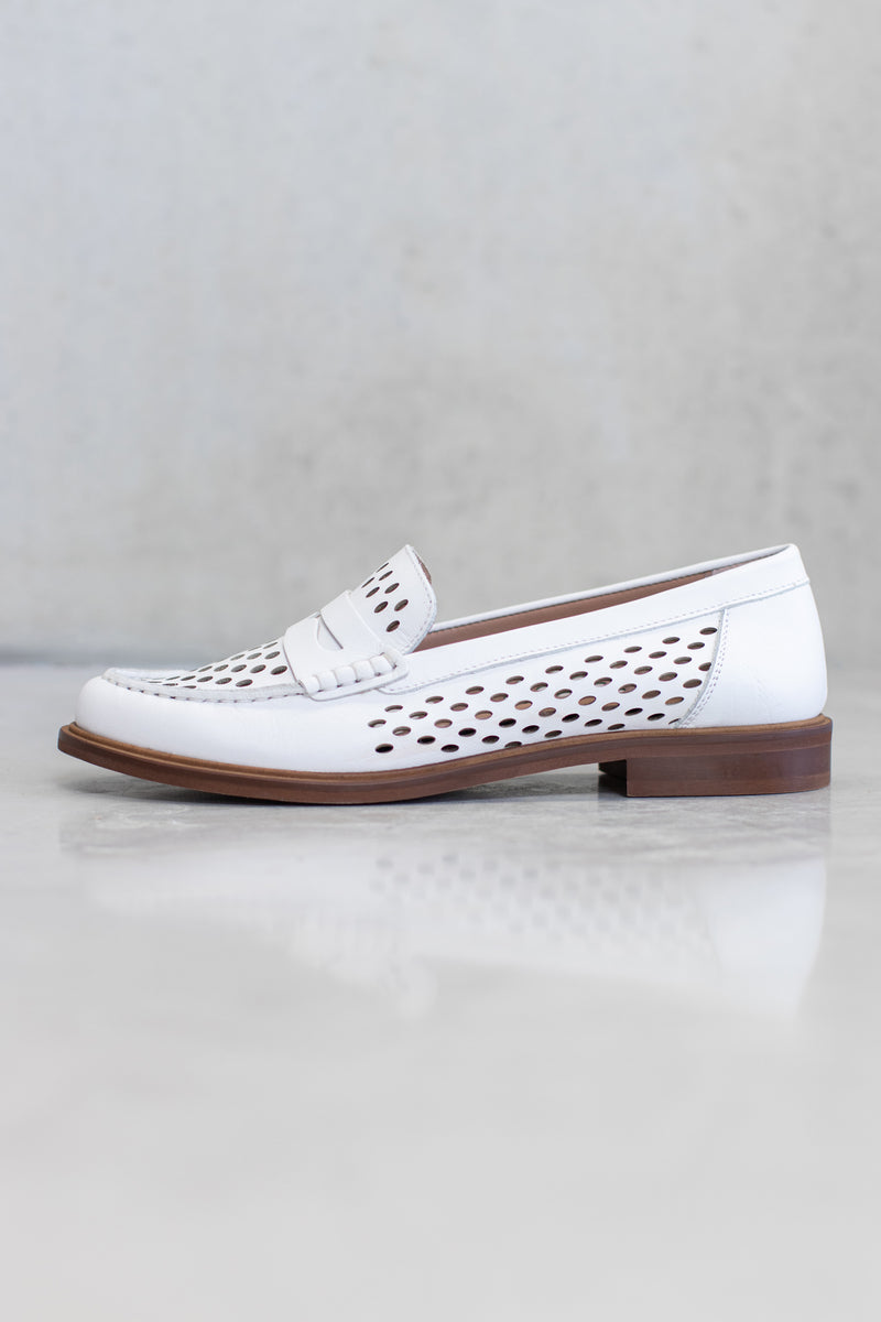 PUNCTURED LEATHER  LOAFER - DENIM BLUE & OFF-WHITE - SHOES - SCAPA FASHION - SCAPA OFFICIAL