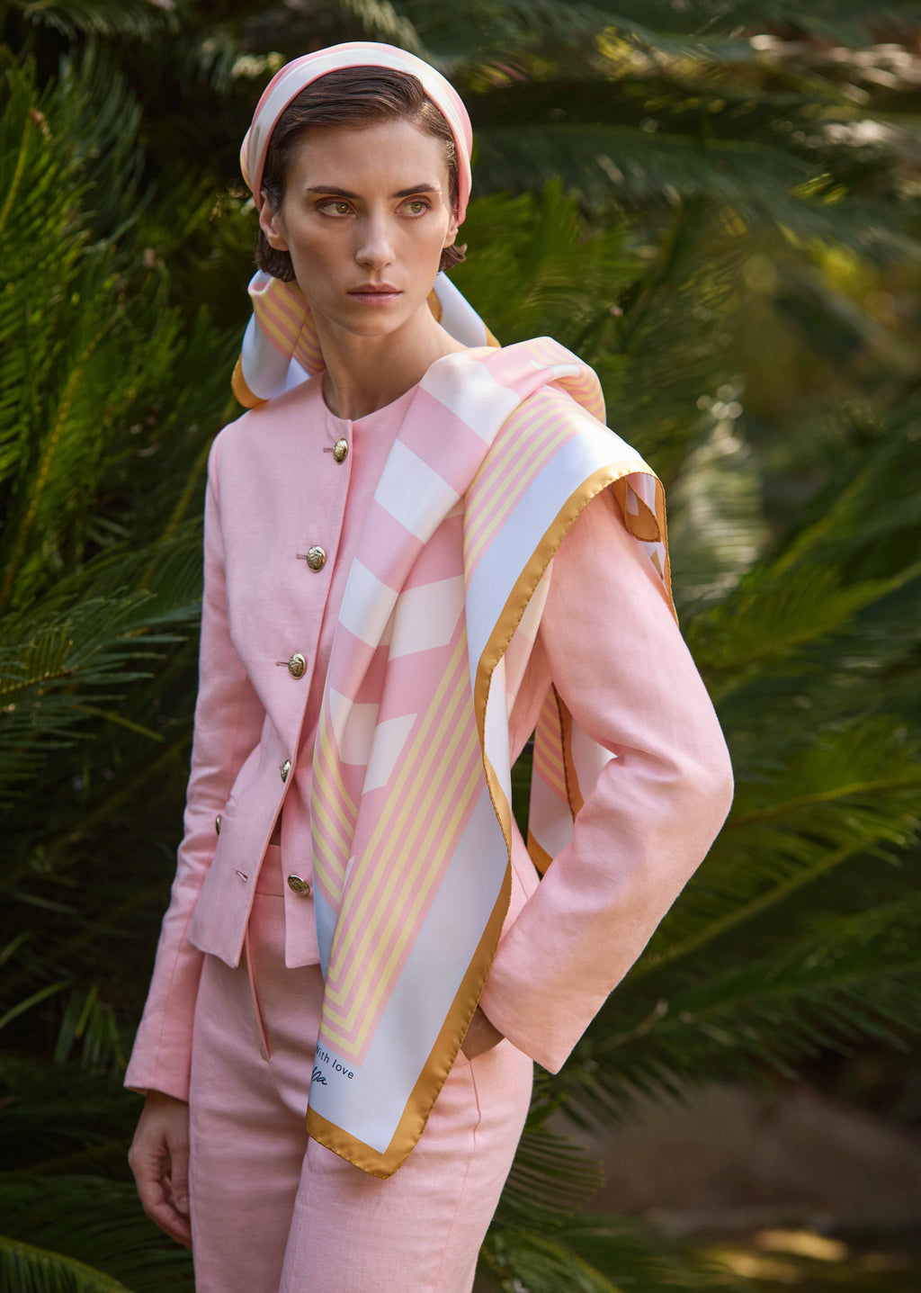 SCAPA - SCARF -  LOGO 'WITH LOVE' - SILK STRIPED PRINT