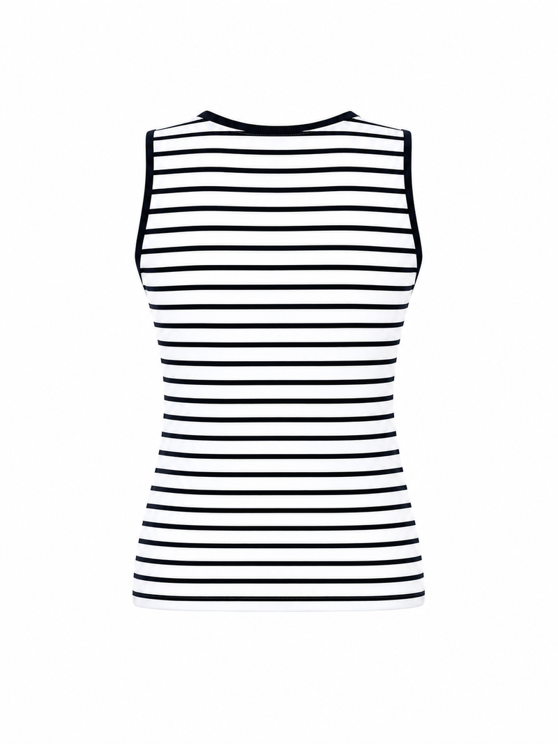 SLEEVELESS COTTON SHIRT GAUTAMA - NAVY STRIPES