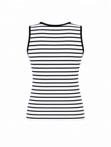 SLEEVELESS COTTON SHIRT GAUTAMA - NAVY STRIPES