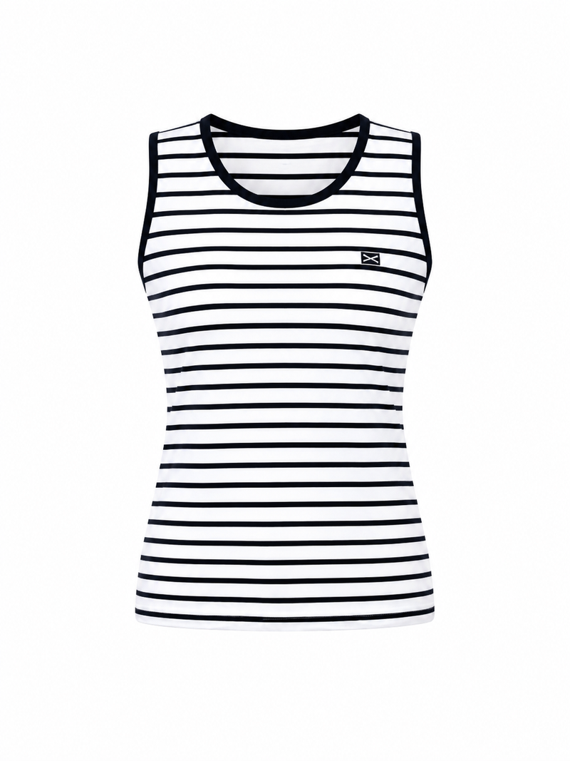 SLEEVELESS COTTON SHIRT GAUTAMA - NAVY STRIPES
