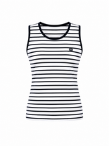 SLEEVELESS COTTON SHIRT GAUTAMA - NAVY STRIPES