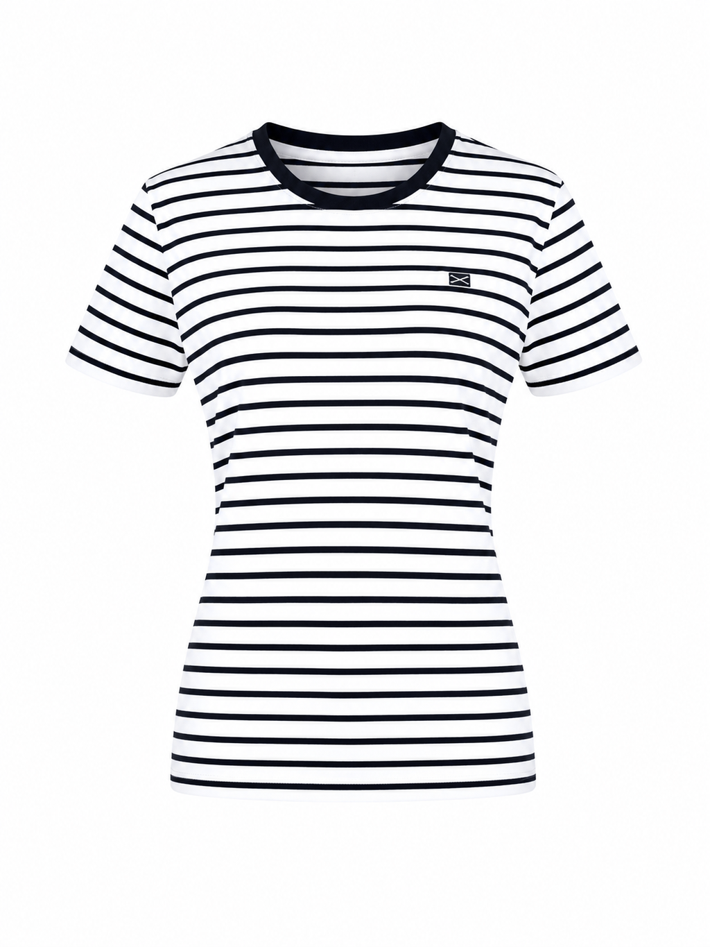 SHORT SLEEVE COTTON T-SHIRT GISELLE - NAVY STRIPES