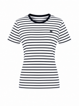 SHORT SLEEVE COTTON T-SHIRT GISELLE - NAVY STRIPES