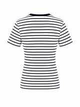SHORT SLEEVE COTTON T-SHIRT GISELLE - NAVY STRIPES