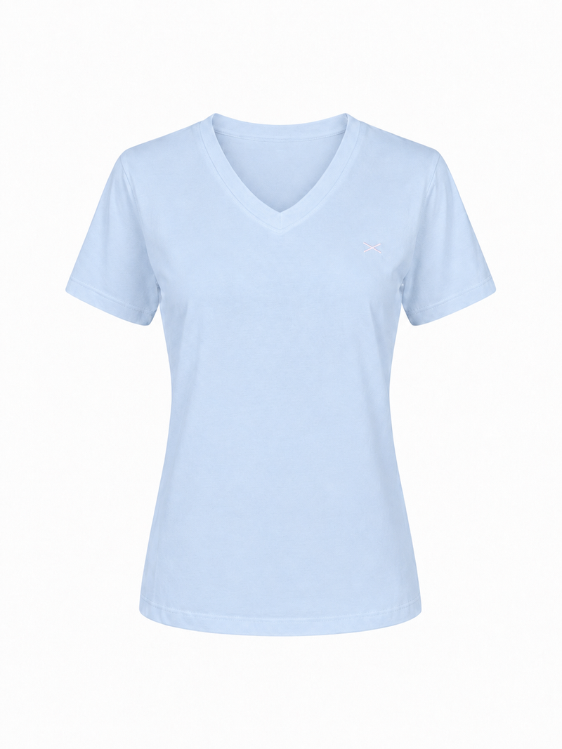 COTTON V-NECK T-SHIRT GITTE - NAVY/LILAC/LIGHT BLUE/LIGHT PINK/BLUE/SOFT RED