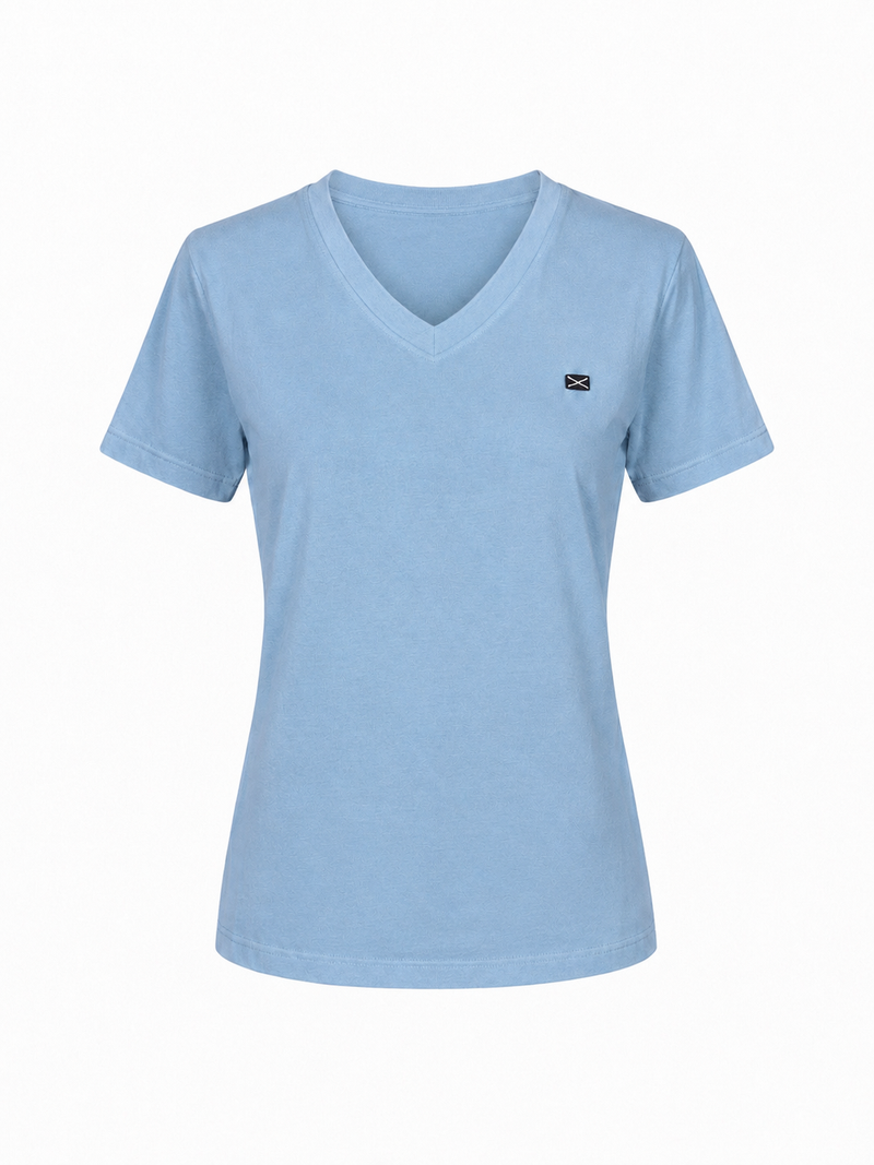 COTTON V-NECK T-SHIRT GITTE - NAVY/LILAC/LIGHT BLUE/LIGHT PINK/BLUE/SOFT RED