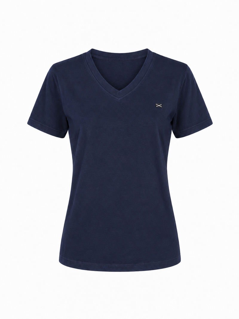 COTTON V-NECK T-SHIRT GITTE - NAVY/LILAC/LIGHT BLUE/LIGHT PINK/BLUE/SOFT RED