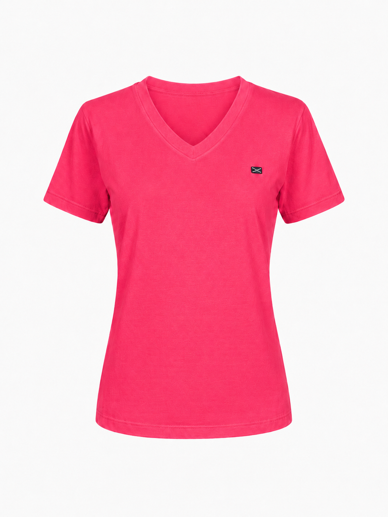 COTTON V-NECK T-SHIRT GITTE - NAVY/LILAC/LIGHT BLUE/LIGHT PINK/BLUE/SOFT RED
