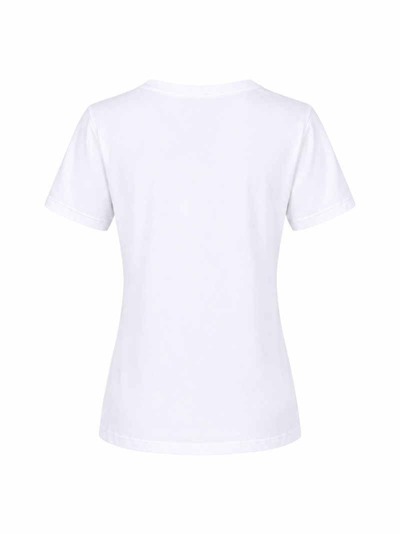 COTTON V-NECK  T- SHIRT GITTE SHORT SLEEVES - WHITE