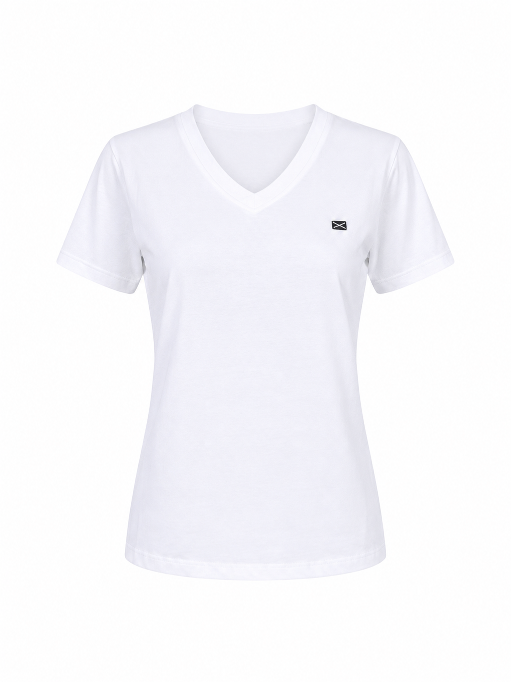 COTTON V-NECK  T- SHIRT GITTE SHORT SLEEVES - WHITE