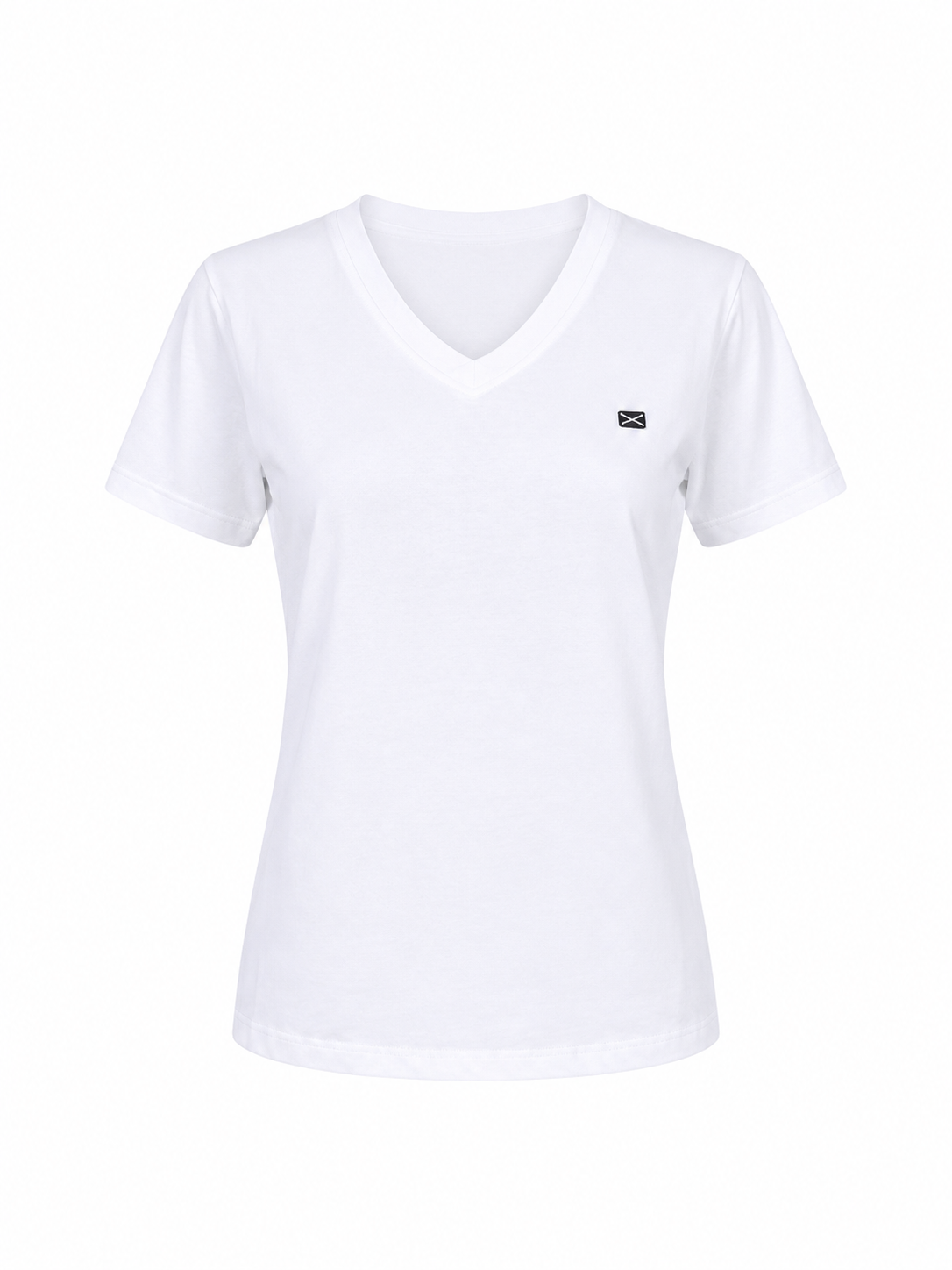 COTTON V-NECK  T- SHIRT GITTE SHORT SLEEVES - WHITE - SHIRTS - SCAPA FASHION - SCAPA OFFICIAL