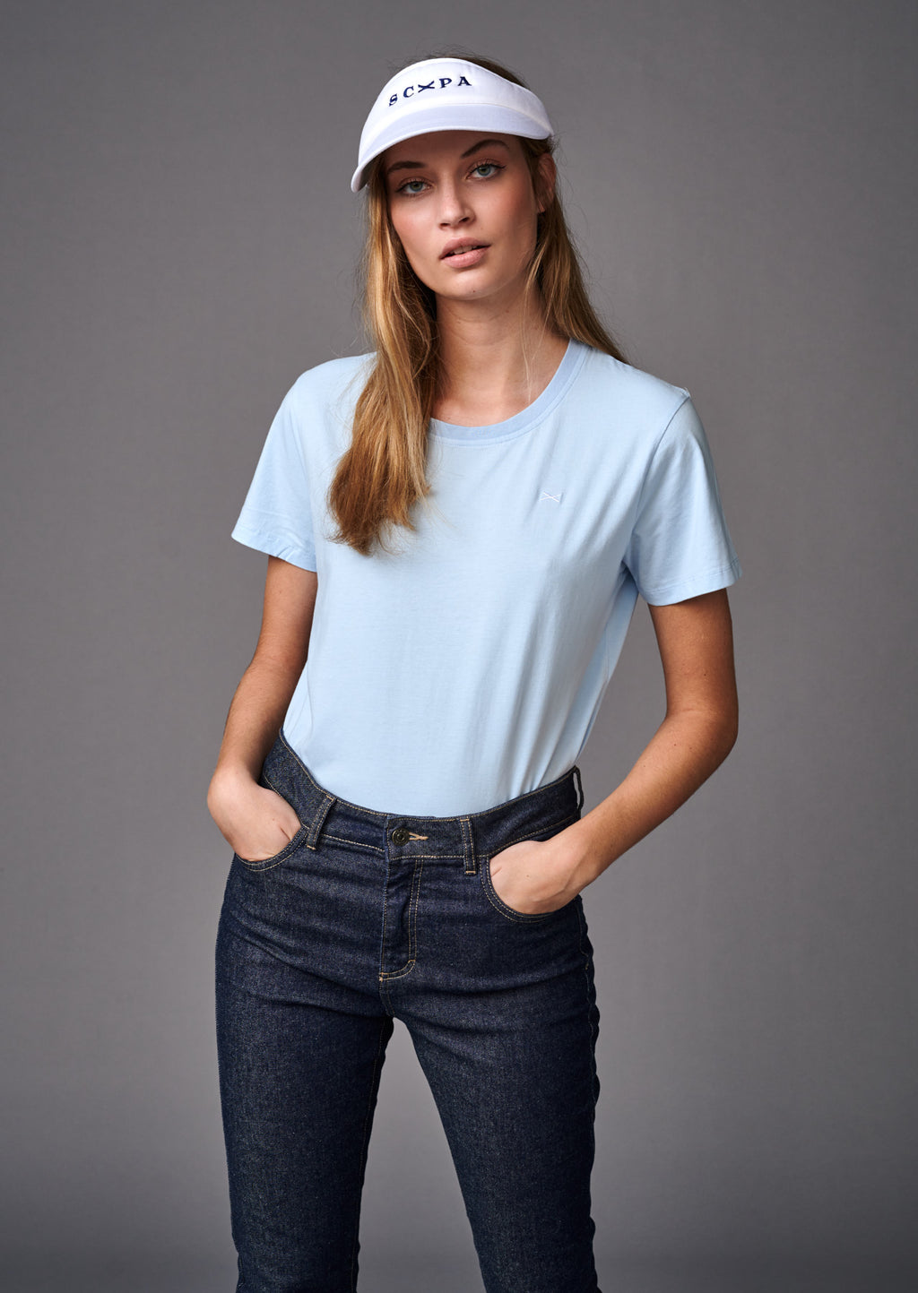 SHORT SLEEVE COTTON T-SHIRT GISELLE - LIGHT BLUE