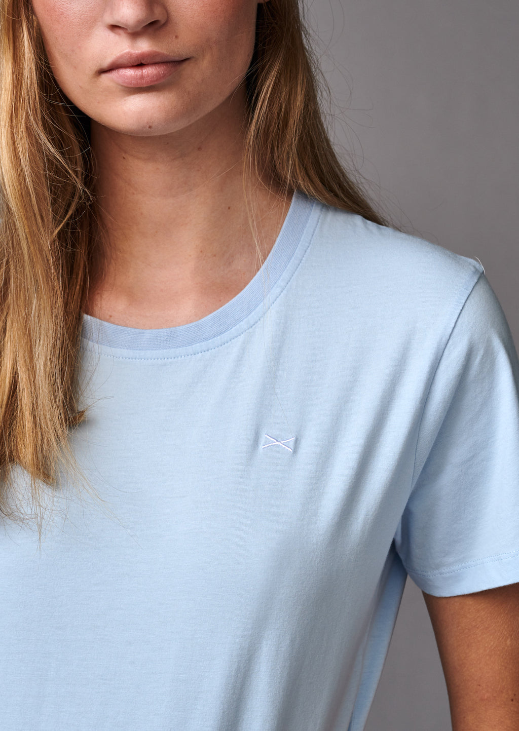 SHORT SLEEVE COTTON T-SHIRT GISELLE - LIGHT BLUE